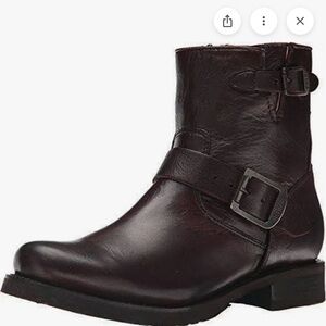 Frye Rich Black Leather Buckle Boots